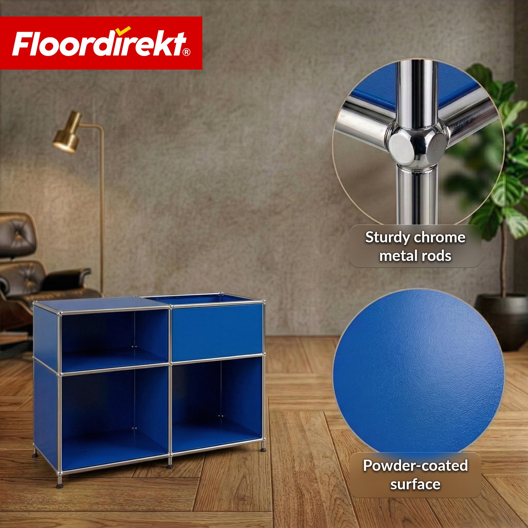 Metal Shelving Unit | Concept Epure MK-030 | Freestanding Shelf with 3 Tiers & Storage Compartment | Kitchen Shelf, Office Shelf & Living Room Shelf