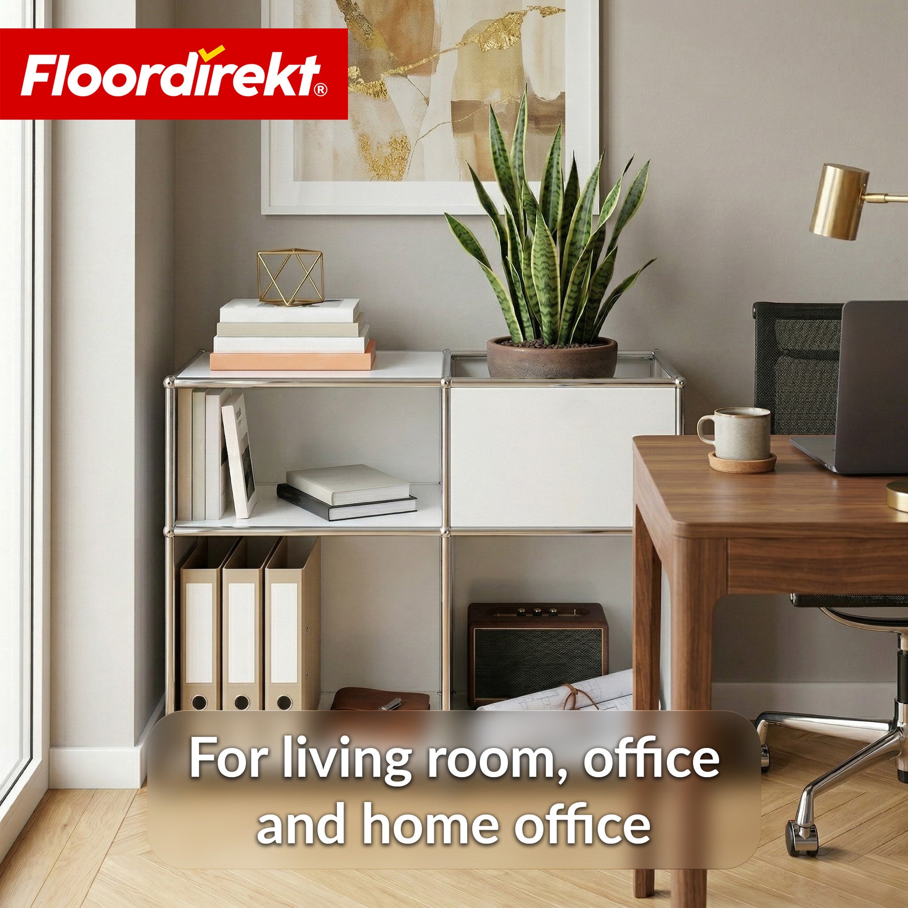 Metal Shelving Unit | Concept Epure MK-030 | Freestanding Shelf with 3 Tiers & Storage Compartment | Kitchen Shelf, Office Shelf & Living Room Shelf