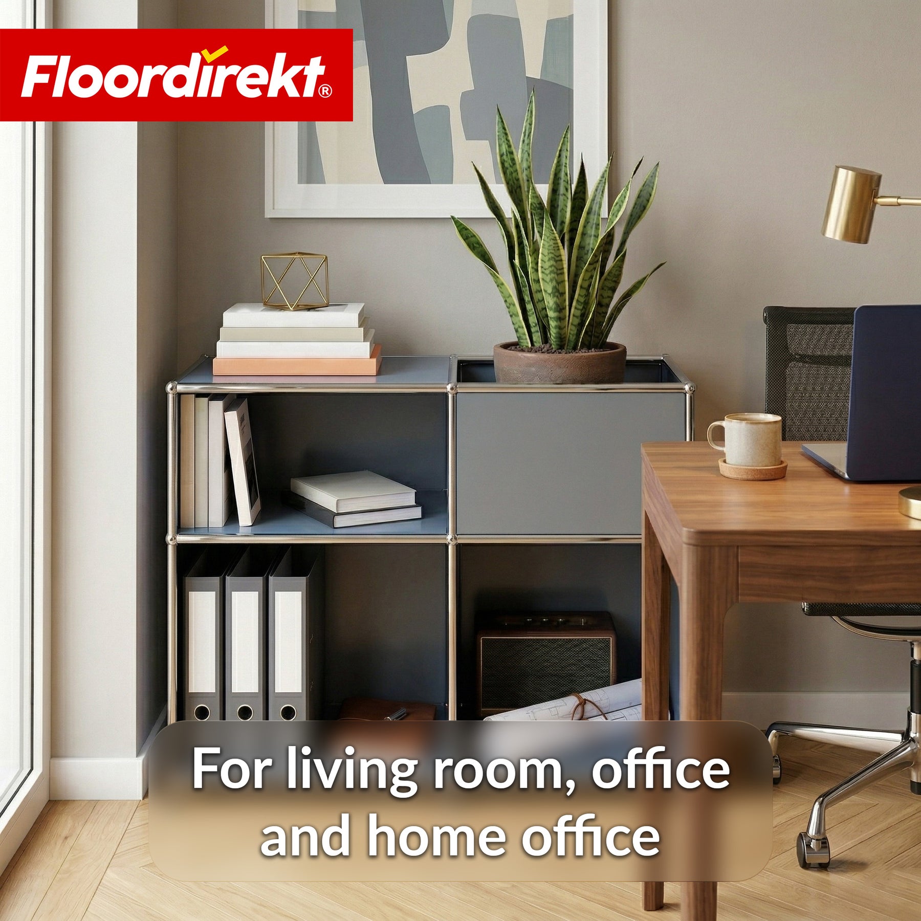 Metal Shelving Unit | Concept Epure MK-030 | Freestanding Shelf with 3 Tiers & Storage Compartment | Kitchen Shelf, Office Shelf & Living Room Shelf