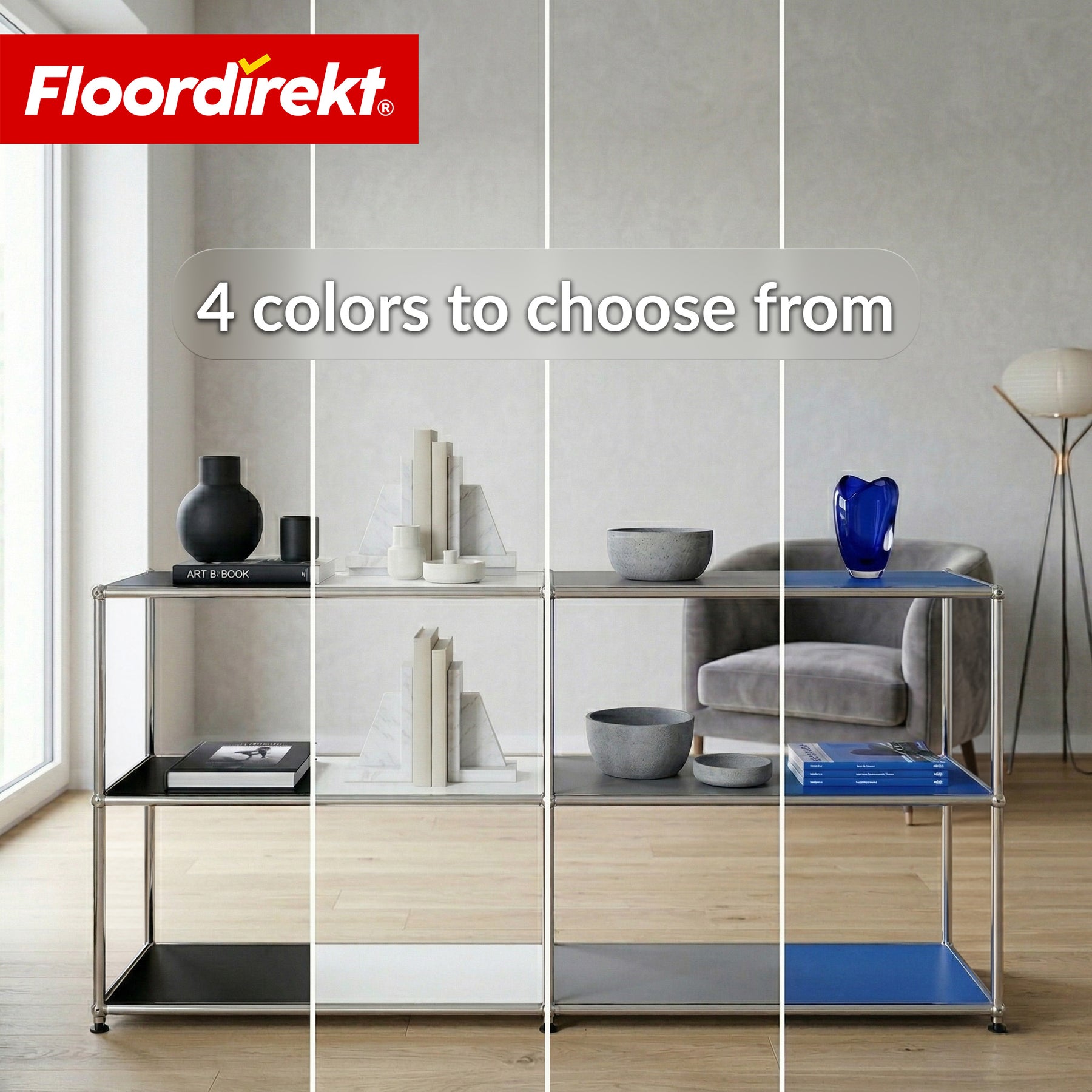 Metal Shelving Unit | Concept Epure MK-030 | Freestanding Shelf with 3 Tiers & Storage Compartment | Kitchen Shelf, Office Shelf & Living Room Shelf