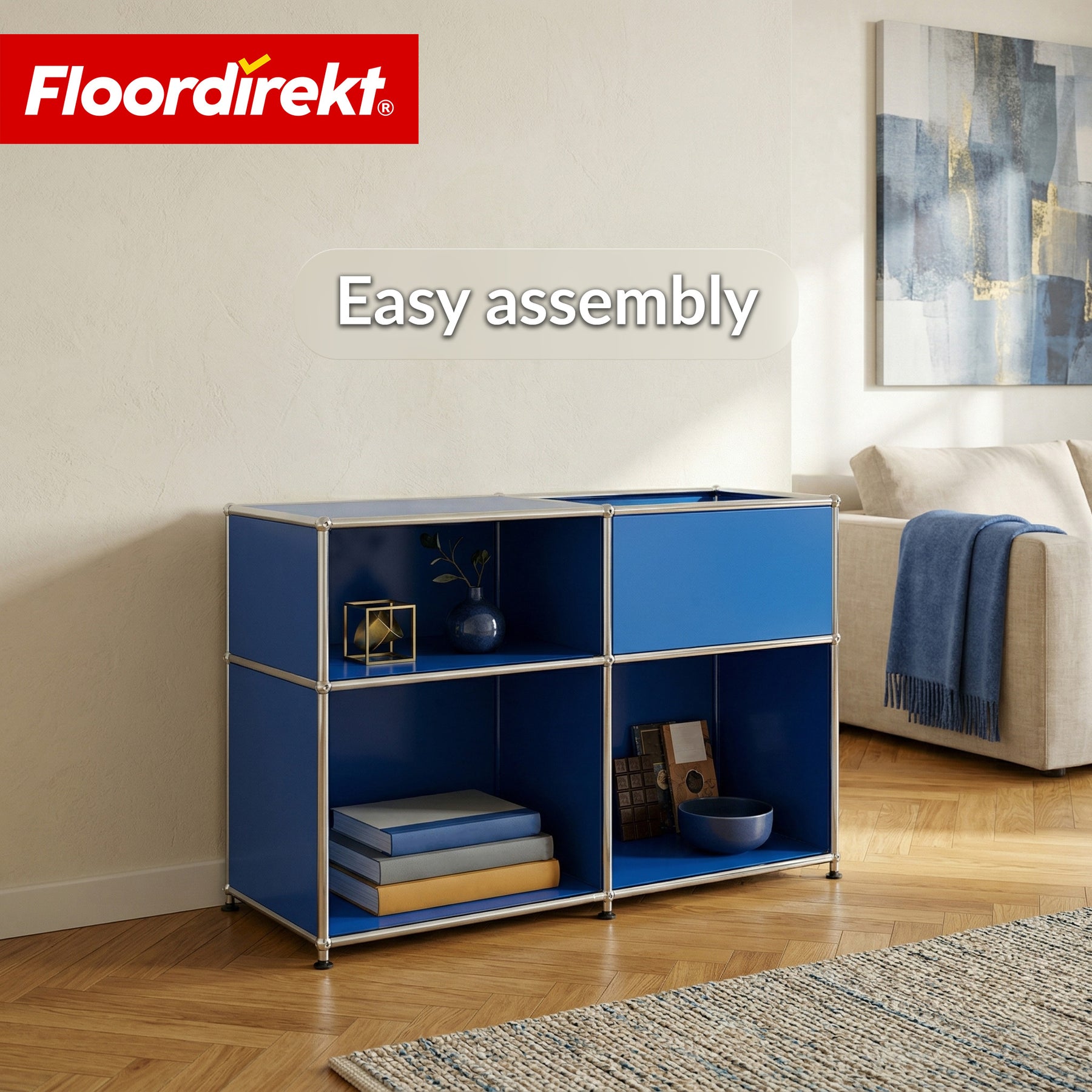 Metal Shelving Unit | Concept Epure MK-030 | Freestanding Shelf with 3 Tiers & Storage Compartment | Kitchen Shelf, Office Shelf & Living Room Shelf