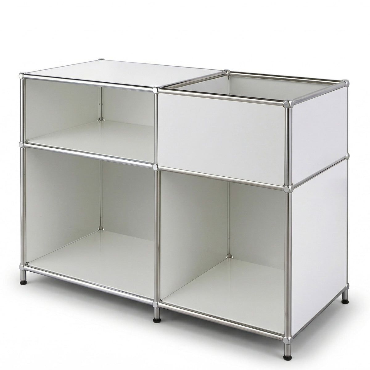 Metal Shelving Unit | Concept Epure MK-030 | Freestanding Shelf with 3 Tiers & Storage Compartment | Kitchen Shelf, Office Shelf & Living Room Shelf