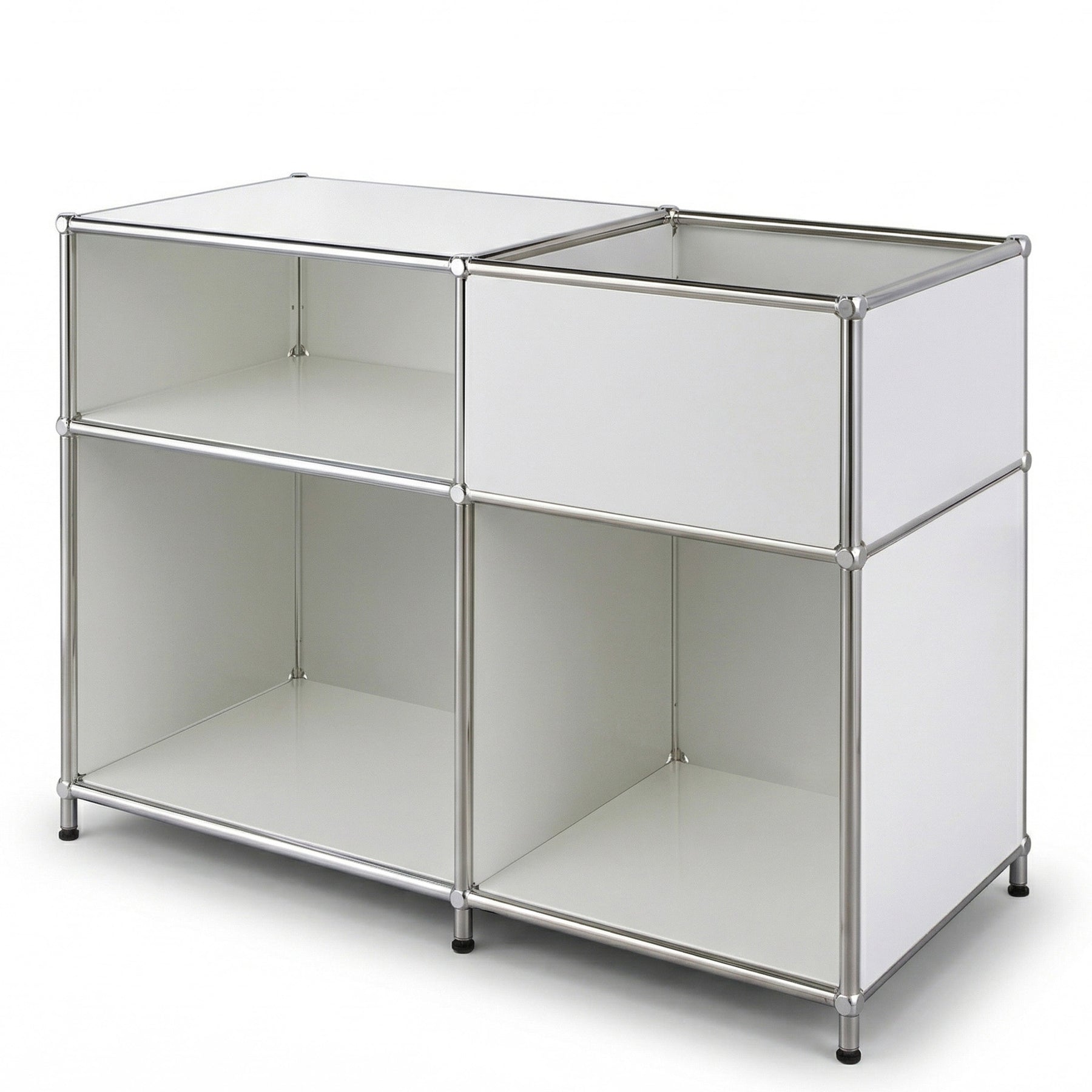 Metal Shelving Unit | Concept Epure MK-030 | Freestanding Shelf with 3 Tiers & Storage Compartment | Kitchen Shelf, Office Shelf & Living Room Shelf