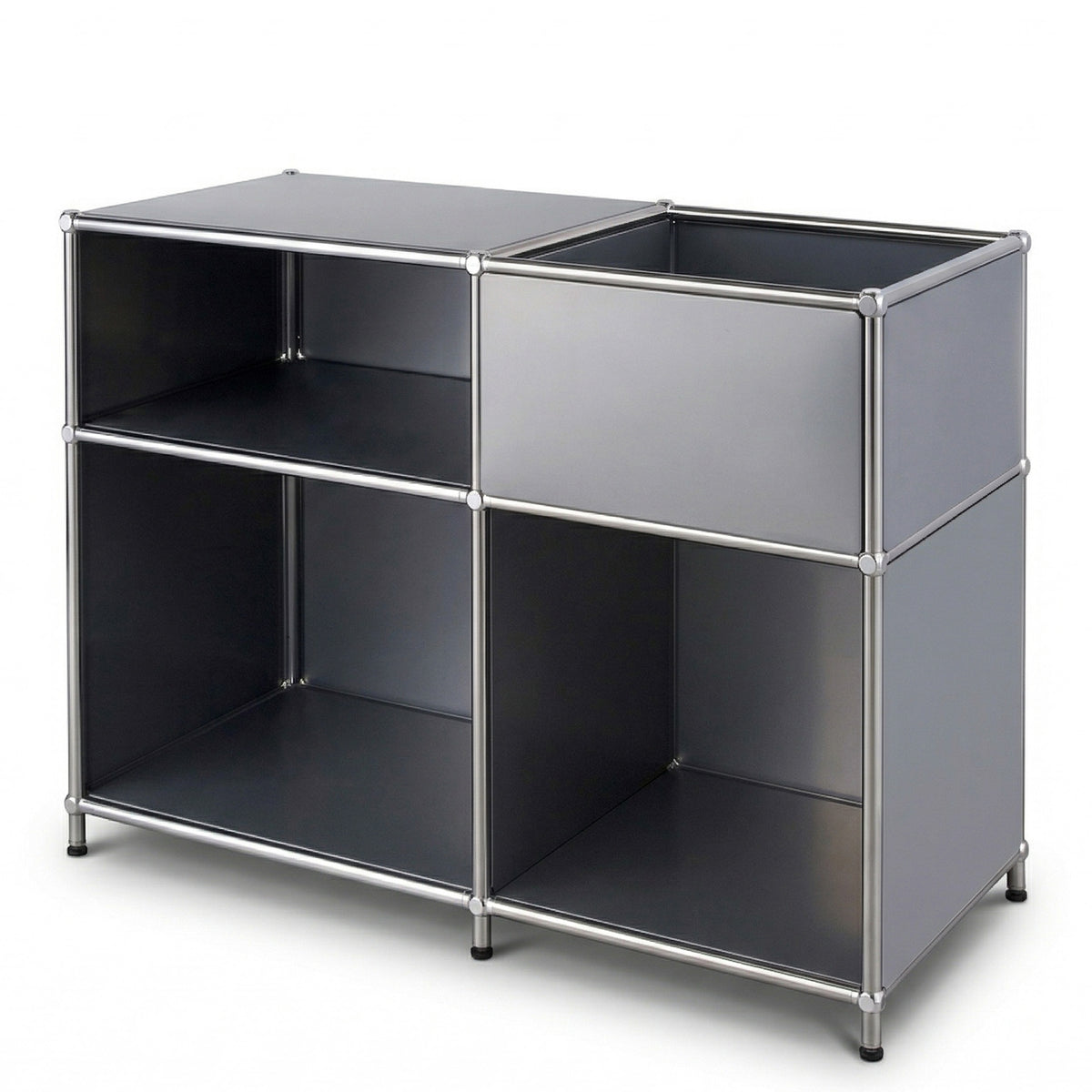 Metal Shelving Unit | Concept Epure MK-030 | Freestanding Shelf with 3 Tiers & Storage Compartment | Kitchen Shelf, Office Shelf & Living Room Shelf