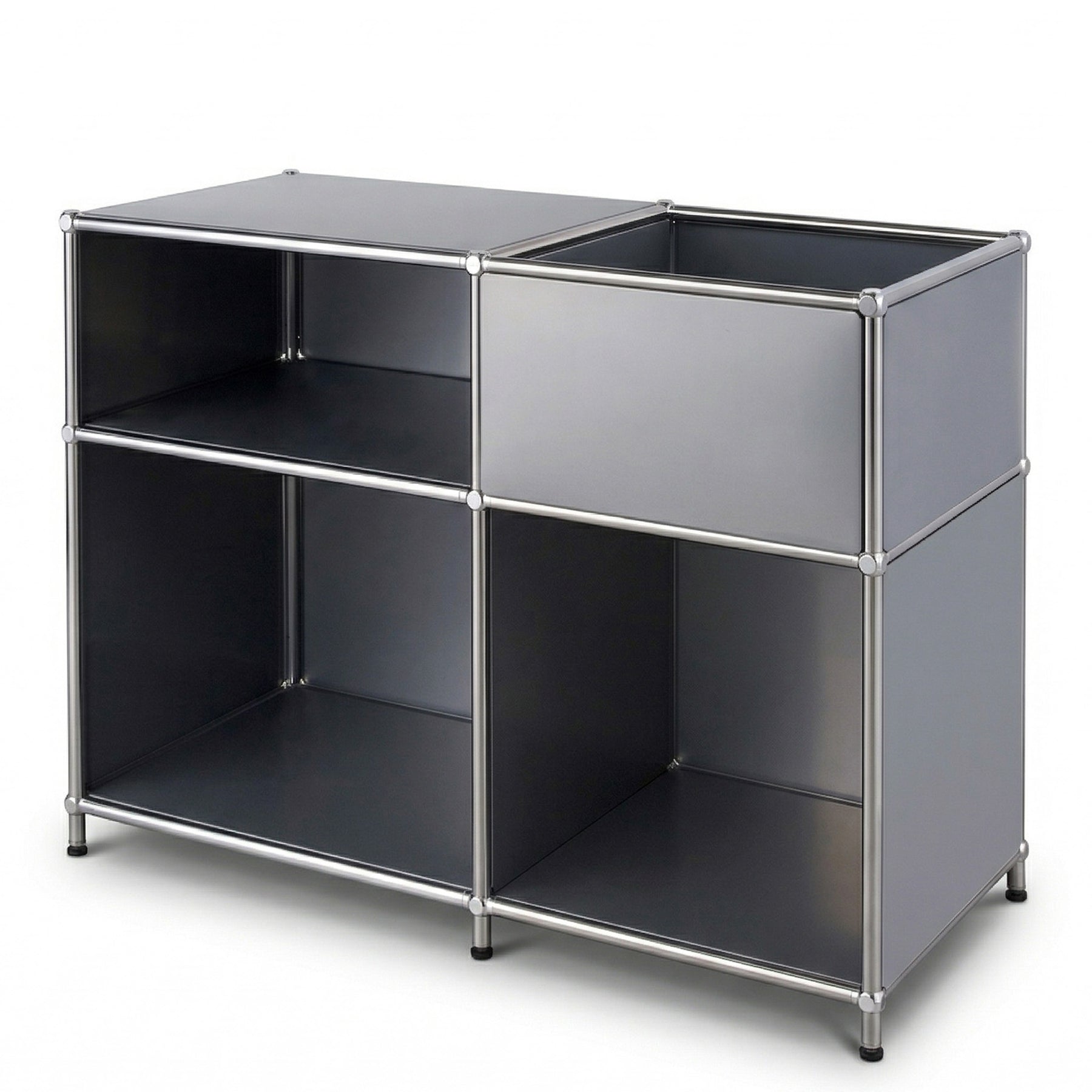 Metal Shelving Unit | Concept Epure MK-030 | Freestanding Shelf with 3 Tiers & Storage Compartment | Kitchen Shelf, Office Shelf & Living Room Shelf