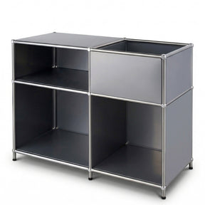 Metal Shelving Unit | Concept Epure MK-030 | Freestanding Shelf with 3 Tiers & Storage Compartment | Kitchen Shelf, Office Shelf & Living Room Shelf