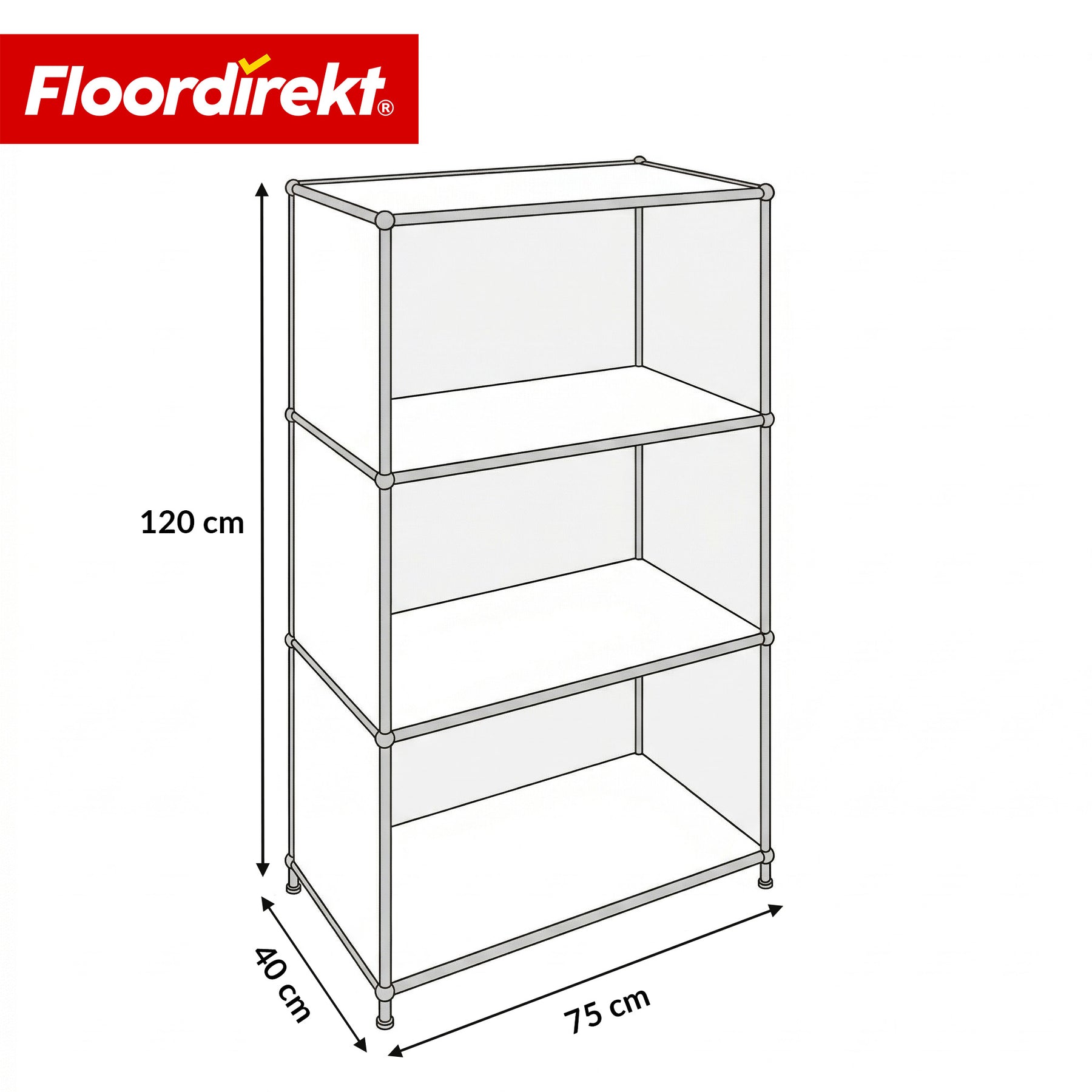 Metal Shelving Unit | Concept Epure MK-101 | 4-Tier Freestanding Shelf | Bookcase with Side Panels | Modern Storage Shelf