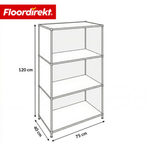 Metal Shelving Unit | Concept Epure MK-101 | 4-Tier Freestanding Shelf | Bookcase with Side Panels | Modern Storage Shelf