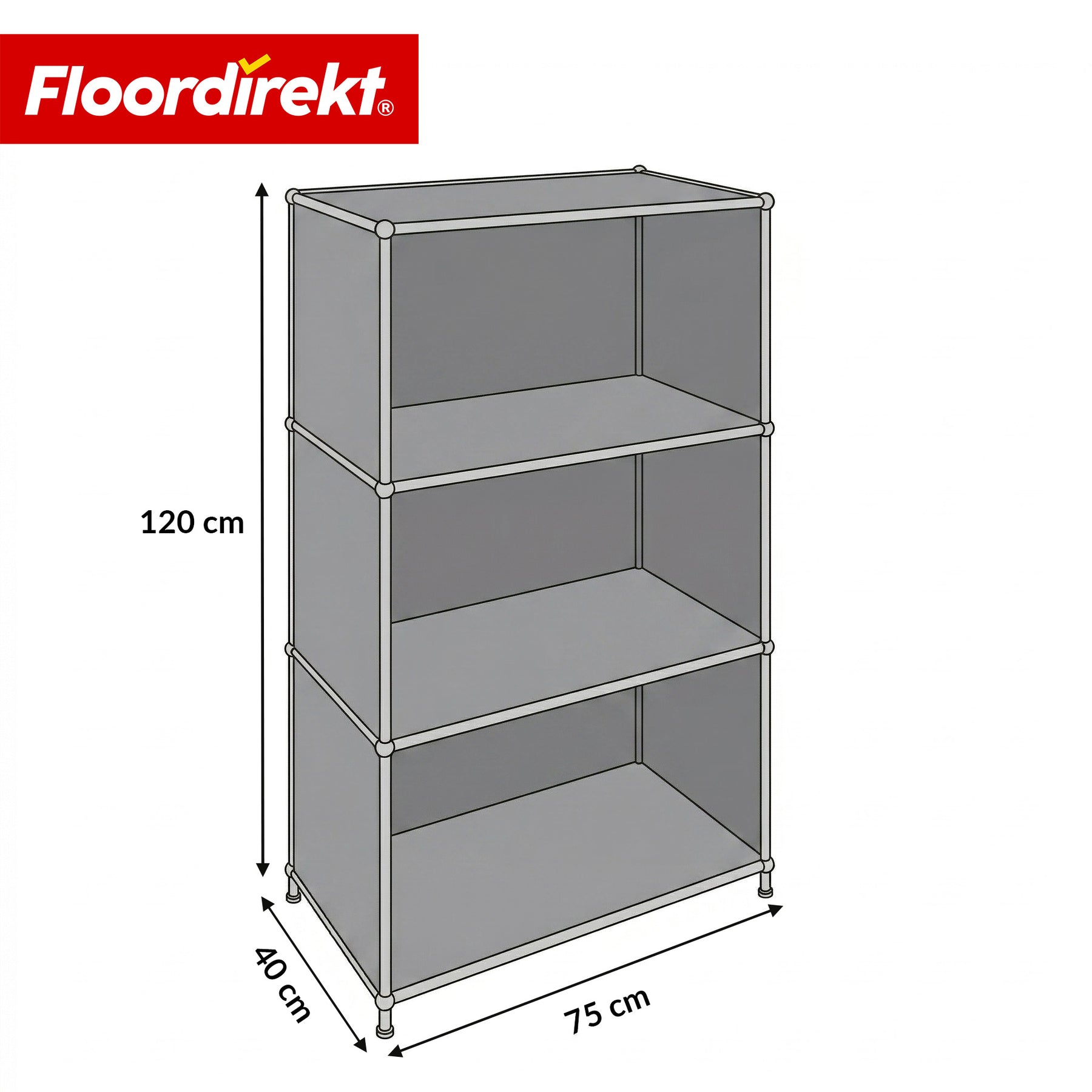 Metal Shelving Unit | Concept Epure MK-101 | 4-Tier Freestanding Shelf | Bookcase with Side Panels | Modern Storage Shelf