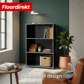 Metal Shelving Unit | Concept Epure MK-101 | 4-Tier Freestanding Shelf | Bookcase with Side Panels | Modern Storage Shelf