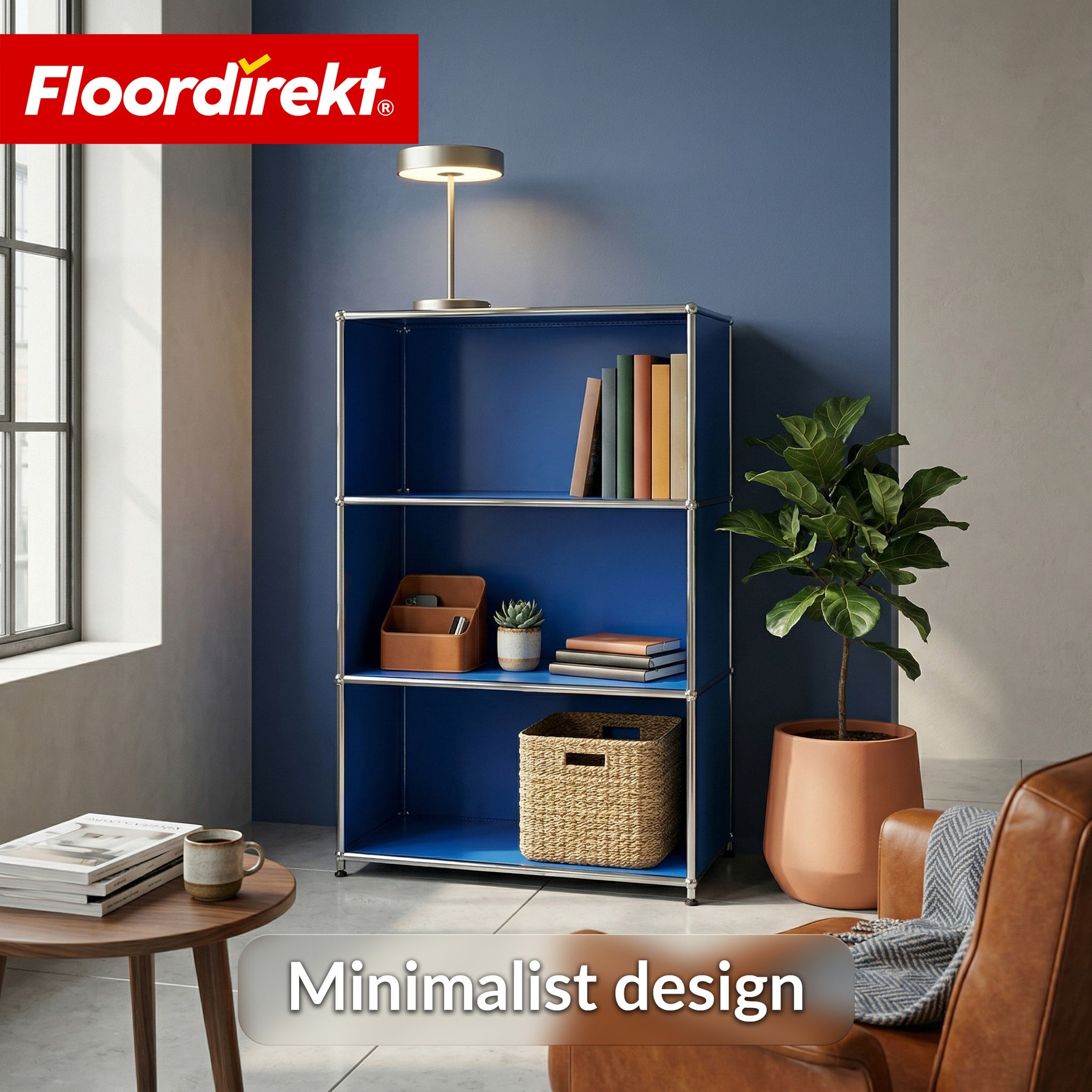 Metal Shelving Unit | Concept Epure MK-101 | 4-Tier Freestanding Shelf | Bookcase with Side Panels | Modern Storage Shelf