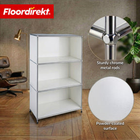 Metal Shelving Unit | Concept Epure MK-101 | 4-Tier Freestanding Shelf | Bookcase with Side Panels | Modern Storage Shelf