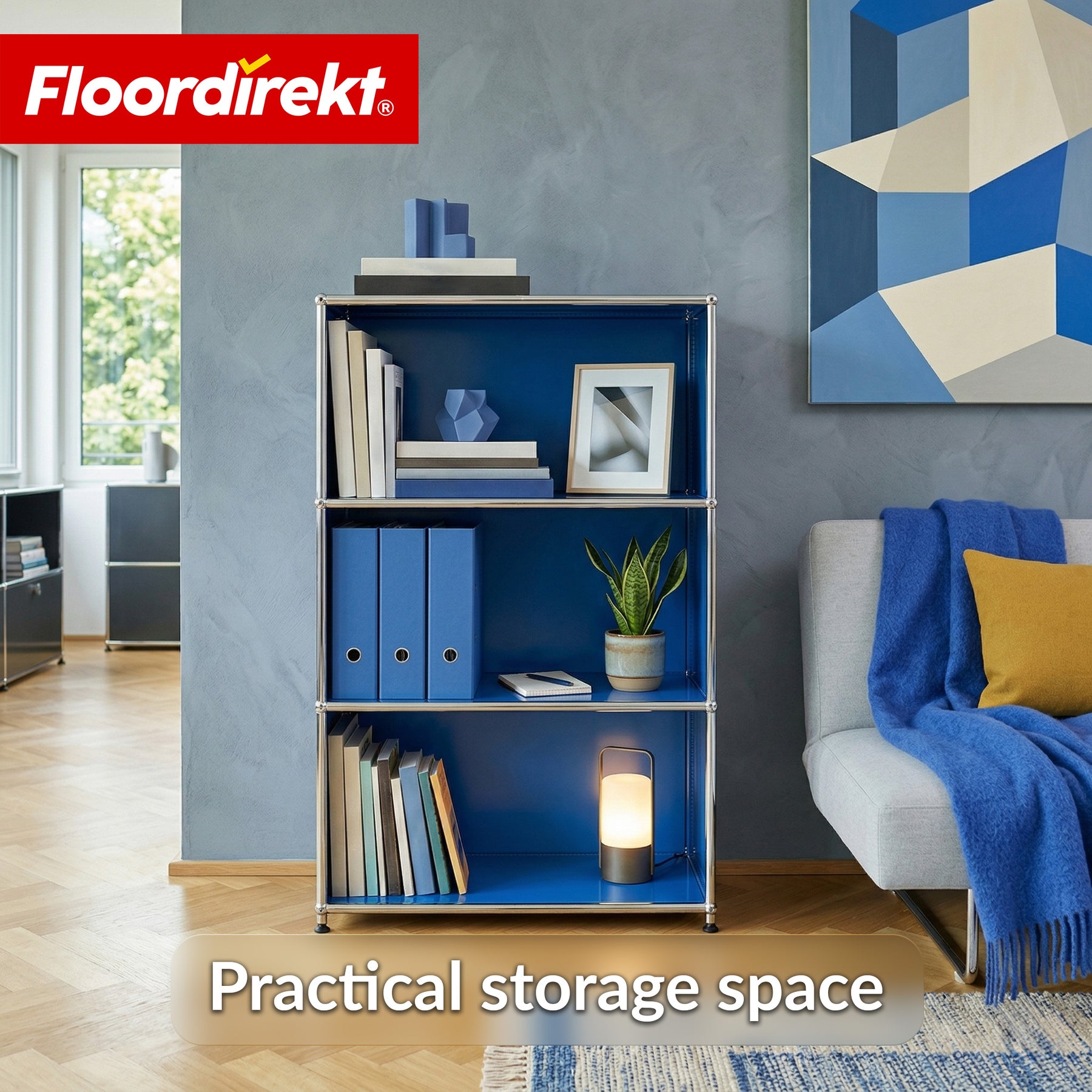 Metal Shelving Unit | Concept Epure MK-101 | 4-Tier Freestanding Shelf | Bookcase with Side Panels | Modern Storage Shelf