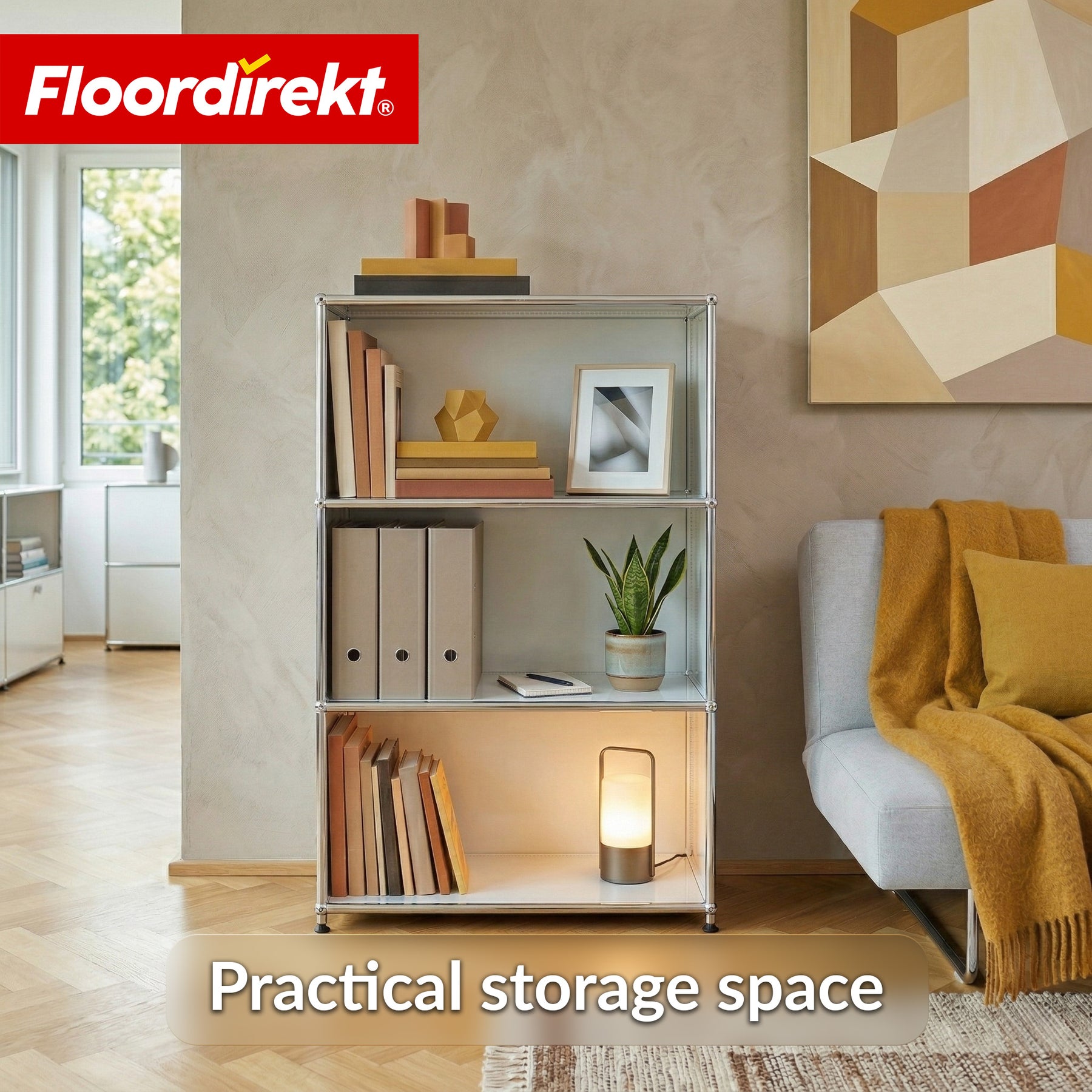 Metal Shelving Unit | Concept Epure MK-101 | 4-Tier Freestanding Shelf | Bookcase with Side Panels | Modern Storage Shelf