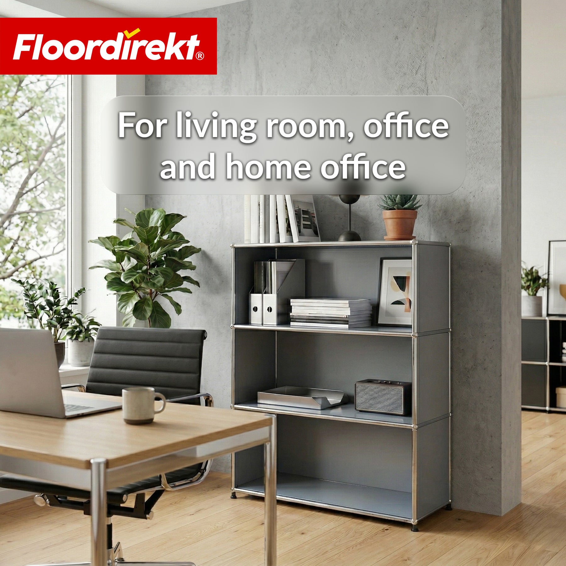 Metal Shelving Unit | Concept Epure MK-101 | 4-Tier Freestanding Shelf | Bookcase with Side Panels | Modern Storage Shelf