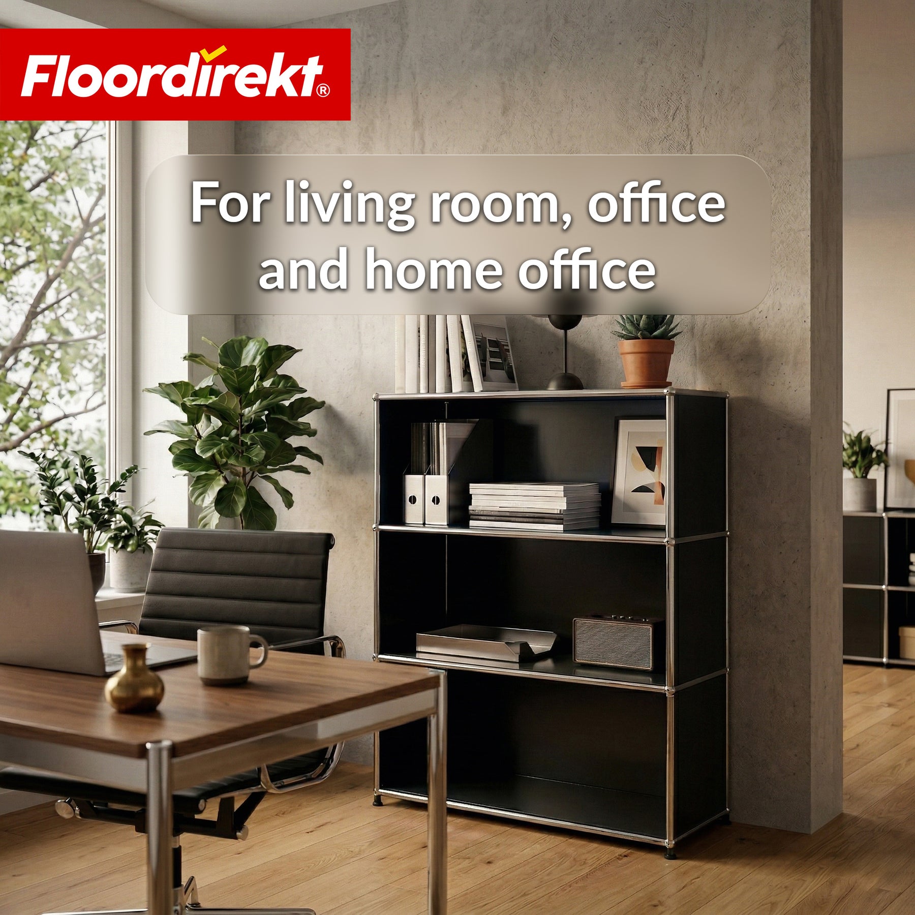 Metal Shelving Unit | Concept Epure MK-101 | 4-Tier Freestanding Shelf | Bookcase with Side Panels | Modern Storage Shelf