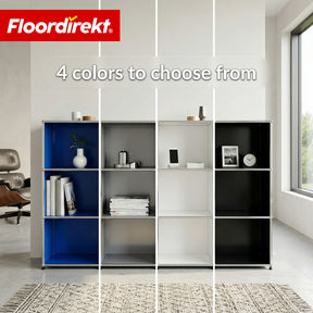 Metal Shelving Unit | Concept Epure MK-101 | 4-Tier Freestanding Shelf | Bookcase with Side Panels | Modern Storage Shelf