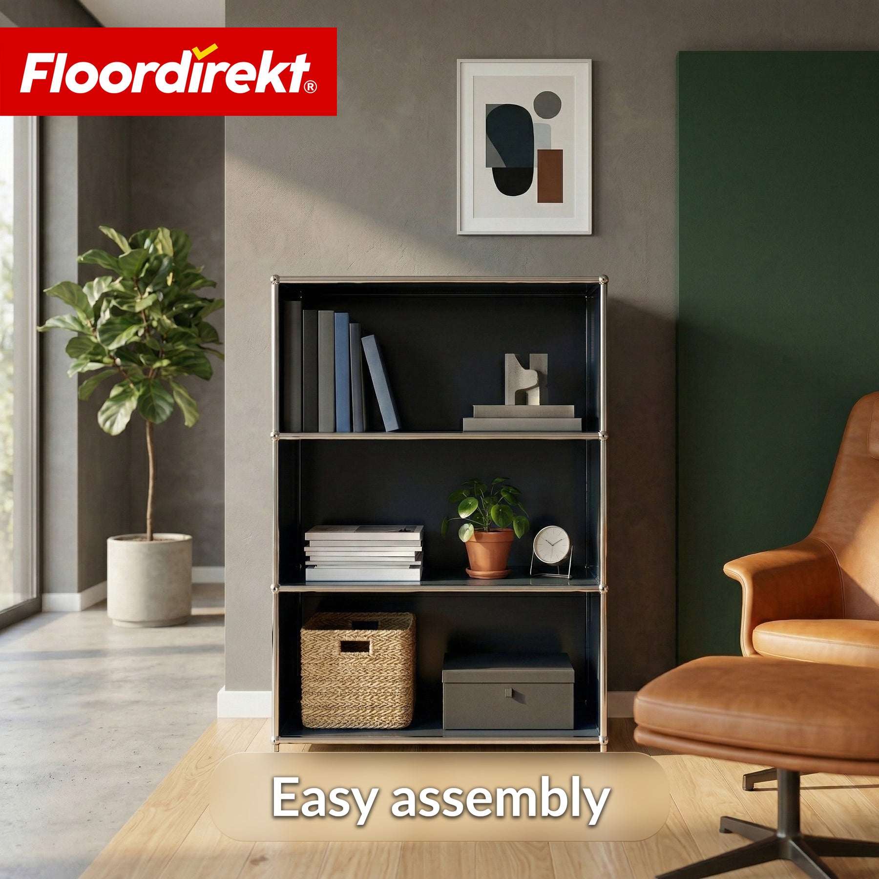 Metal Shelving Unit | Concept Epure MK-101 | 4-Tier Freestanding Shelf | Bookcase with Side Panels | Modern Storage Shelf