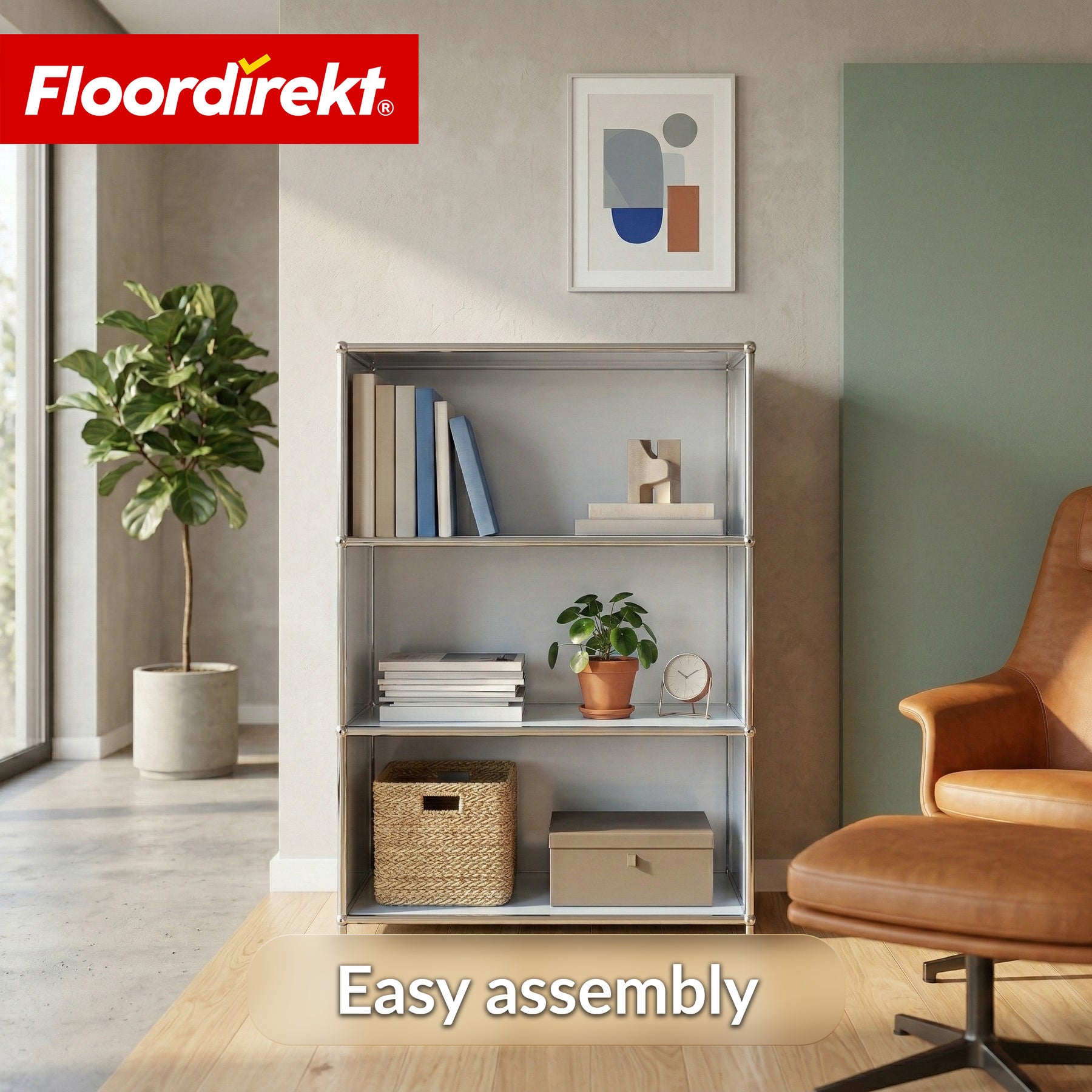 Metal Shelving Unit | Concept Epure MK-101 | 4-Tier Freestanding Shelf | Bookcase with Side Panels | Modern Storage Shelf