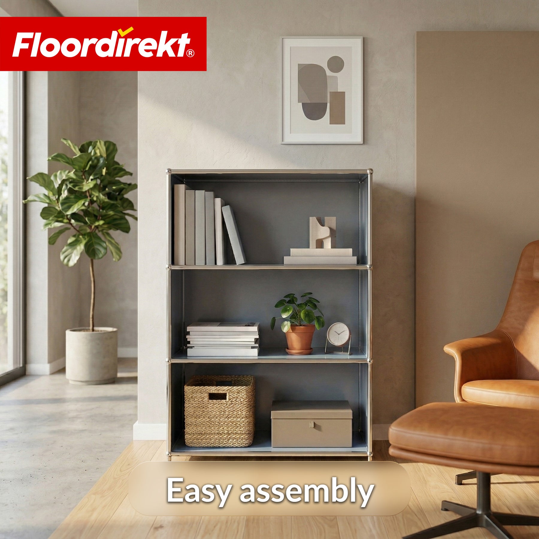 Metal Shelving Unit | Concept Epure MK-101 | 4-Tier Freestanding Shelf | Bookcase with Side Panels | Modern Storage Shelf