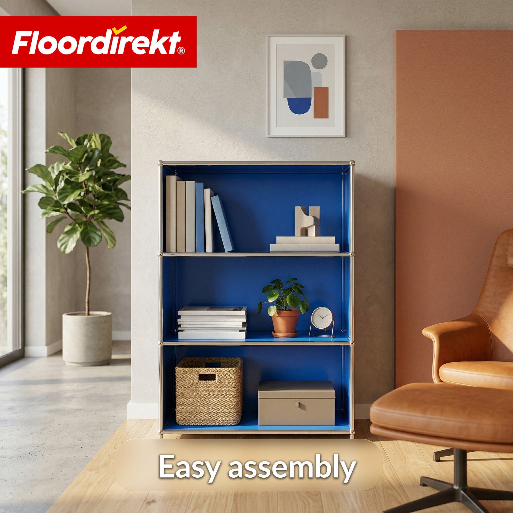 Metal Shelving Unit | Concept Epure MK-101 | 4-Tier Freestanding Shelf | Bookcase with Side Panels | Modern Storage Shelf