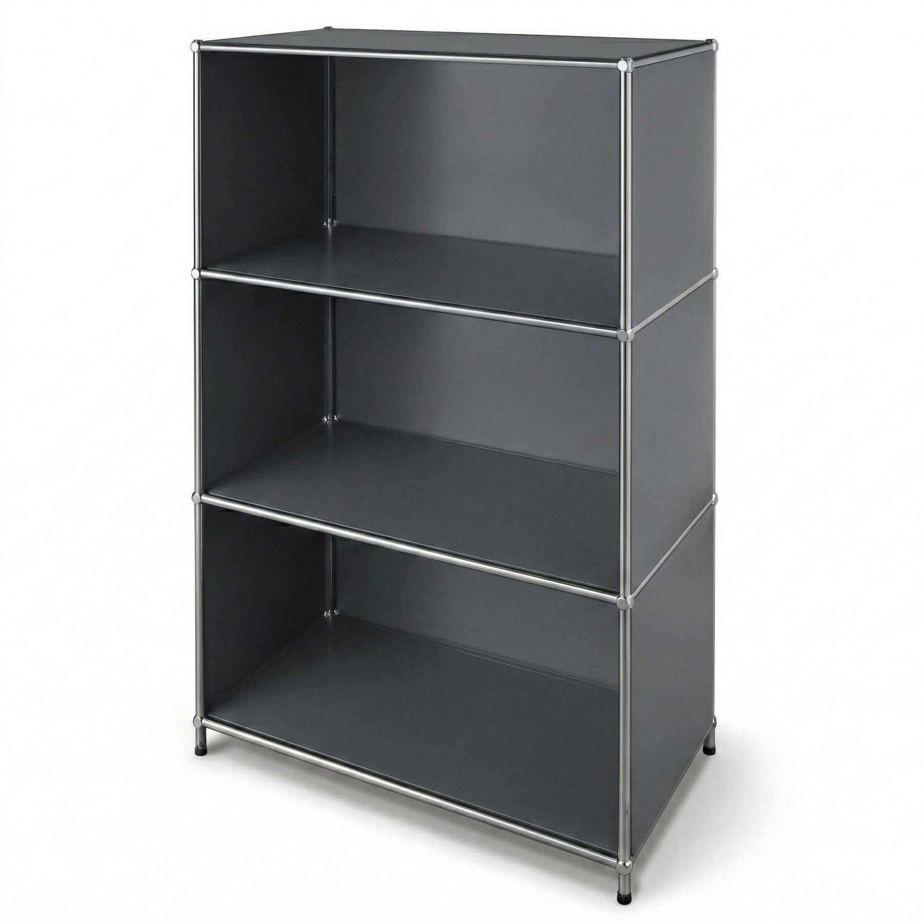 Metal Shelving Unit | Concept Epure MK-101 | 4-Tier Freestanding Shelf | Bookcase with Side Panels | Modern Storage Shelf