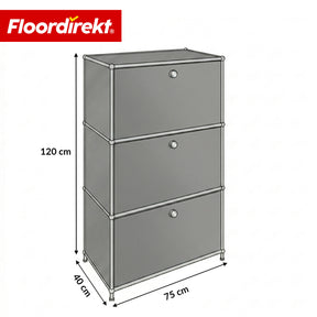 Metal Cabinet | Concept Epure MK-129 | Sideboard with 3 Lockable Compartments | Modern Storage Cabinet