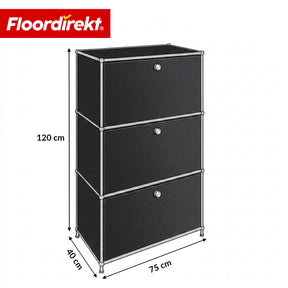 Metal Cabinet | Concept Epure MK-129 | Sideboard with 3 Lockable Compartments | Modern Storage Cabinet