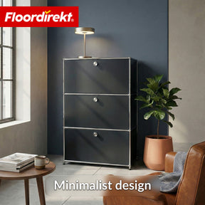 Metal Cabinet | Concept Epure MK-129 | Sideboard with 3 Lockable Compartments | Modern Storage Cabinet