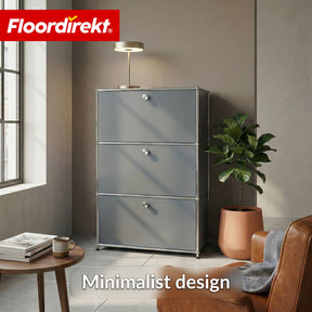 Metal Cabinet | Concept Epure MK-129 | Sideboard with 3 Lockable Compartments | Modern Storage Cabinet
