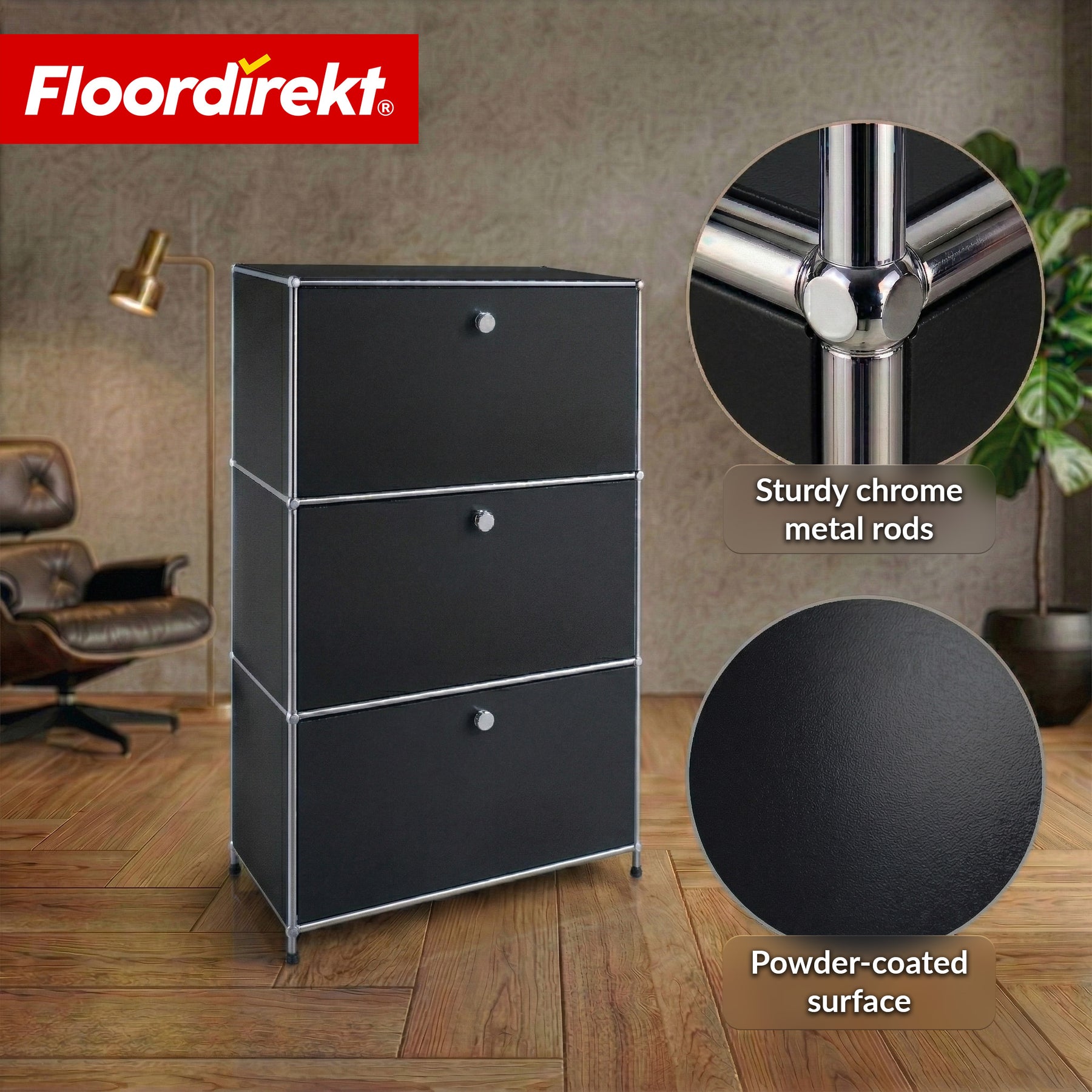 Metal Cabinet | Concept Epure MK-129 | Sideboard with 3 Lockable Compartments | Modern Storage Cabinet