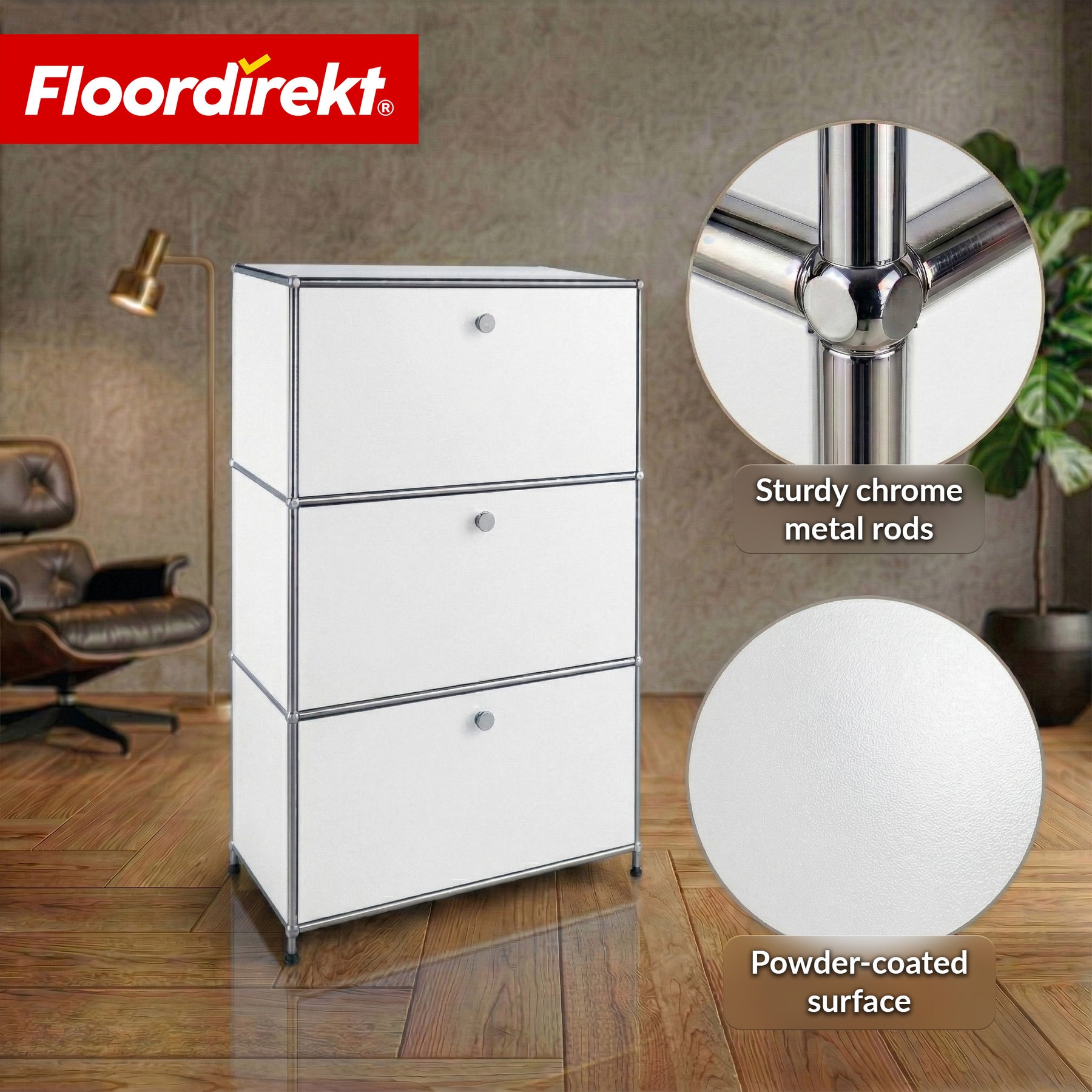 Metal Cabinet | Concept Epure MK-129 | Sideboard with 3 Lockable Compartments | Modern Storage Cabinet