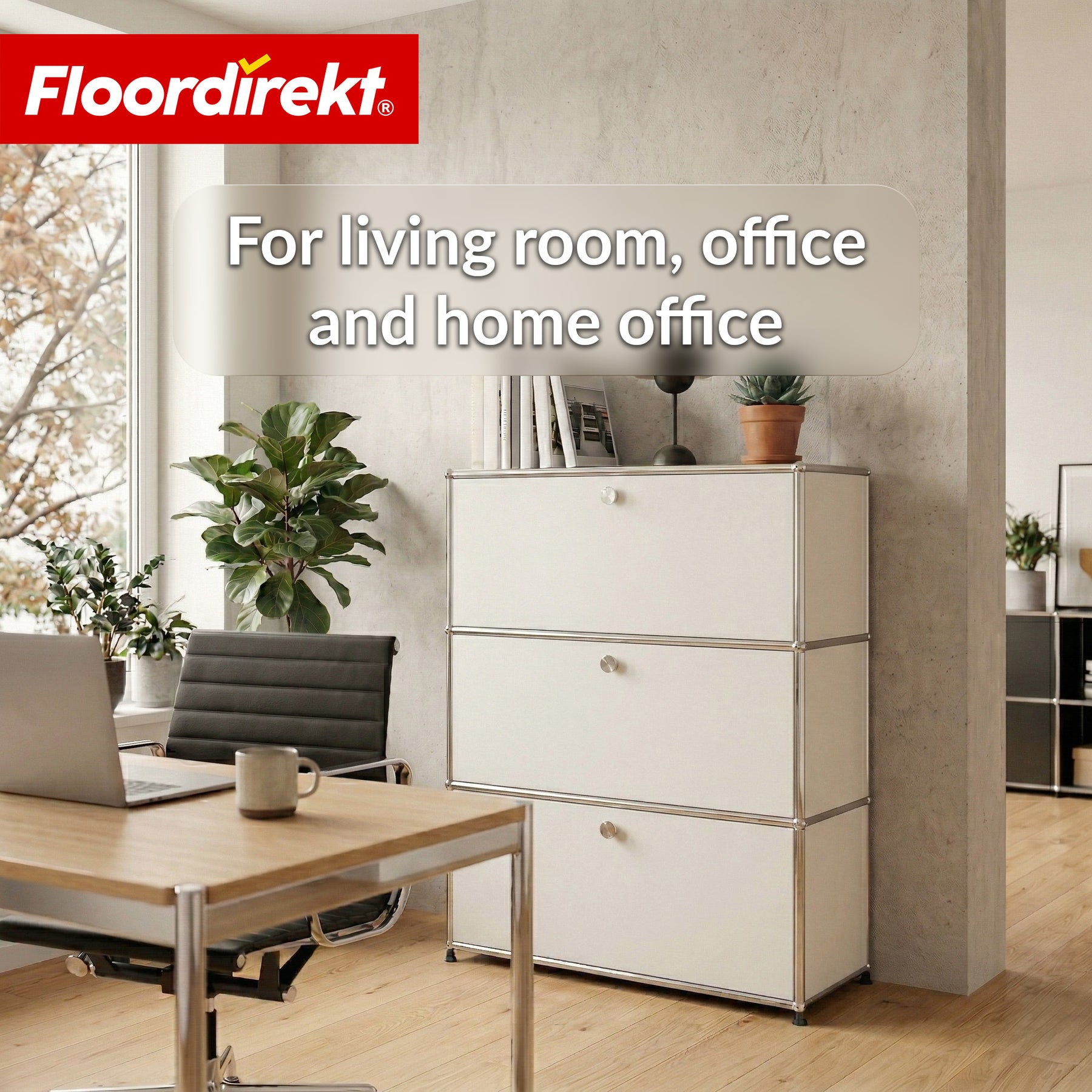 Metal Cabinet | Concept Epure MK-129 | Sideboard with 3 Lockable Compartments | Modern Storage Cabinet