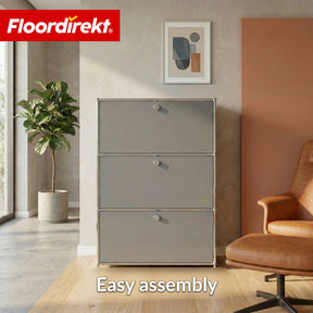 Metal Cabinet | Concept Epure MK-129 | Sideboard with 3 Lockable Compartments | Modern Storage Cabinet