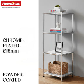 Metal shelving unit | Concept Epure MK-005 | 4-tier storage unit with open shelves | Available in several colours