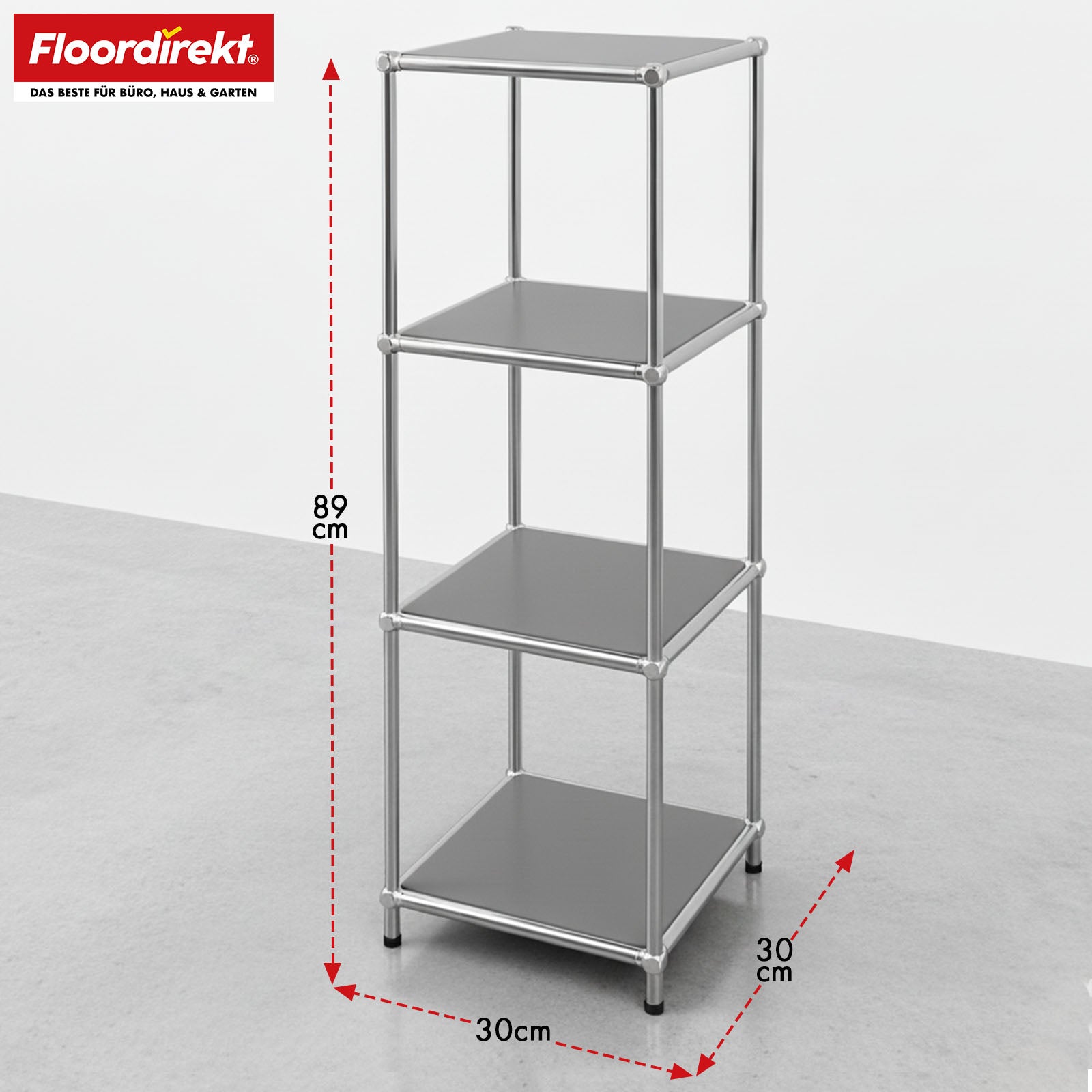 Metal shelving unit | Concept Epure MK-005 | 4-tier storage unit with open shelves | Available in several colours