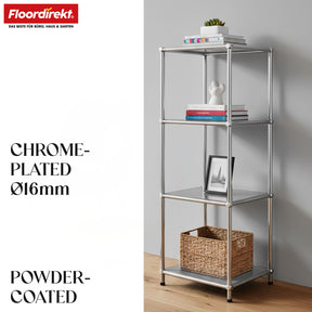 Metal shelving unit | Concept Epure MK-005 | 4-tier storage unit with open shelves | Available in several colours
