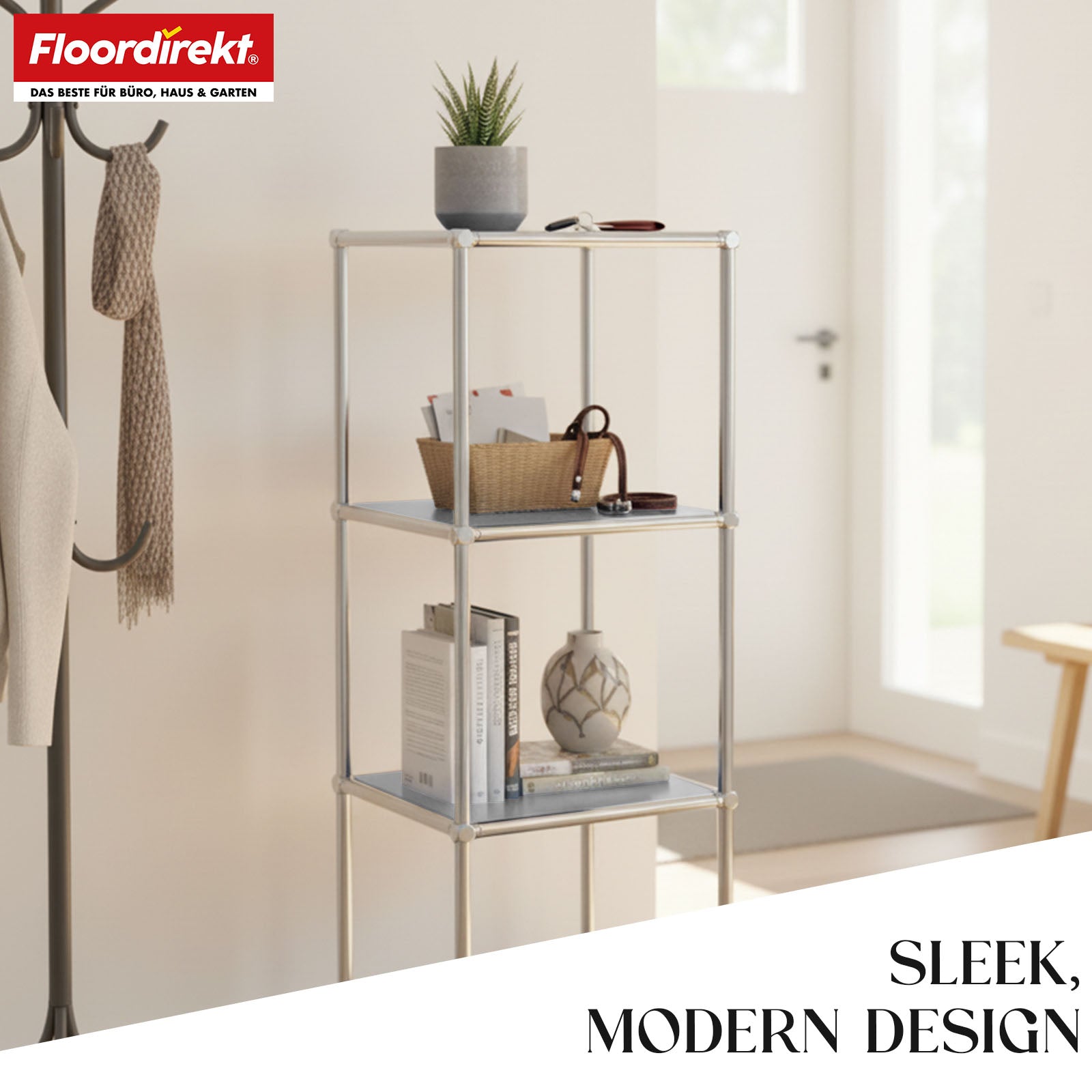 Metal shelving unit | Concept Epure MK-005 | 4-tier storage unit with open shelves | Available in several colours