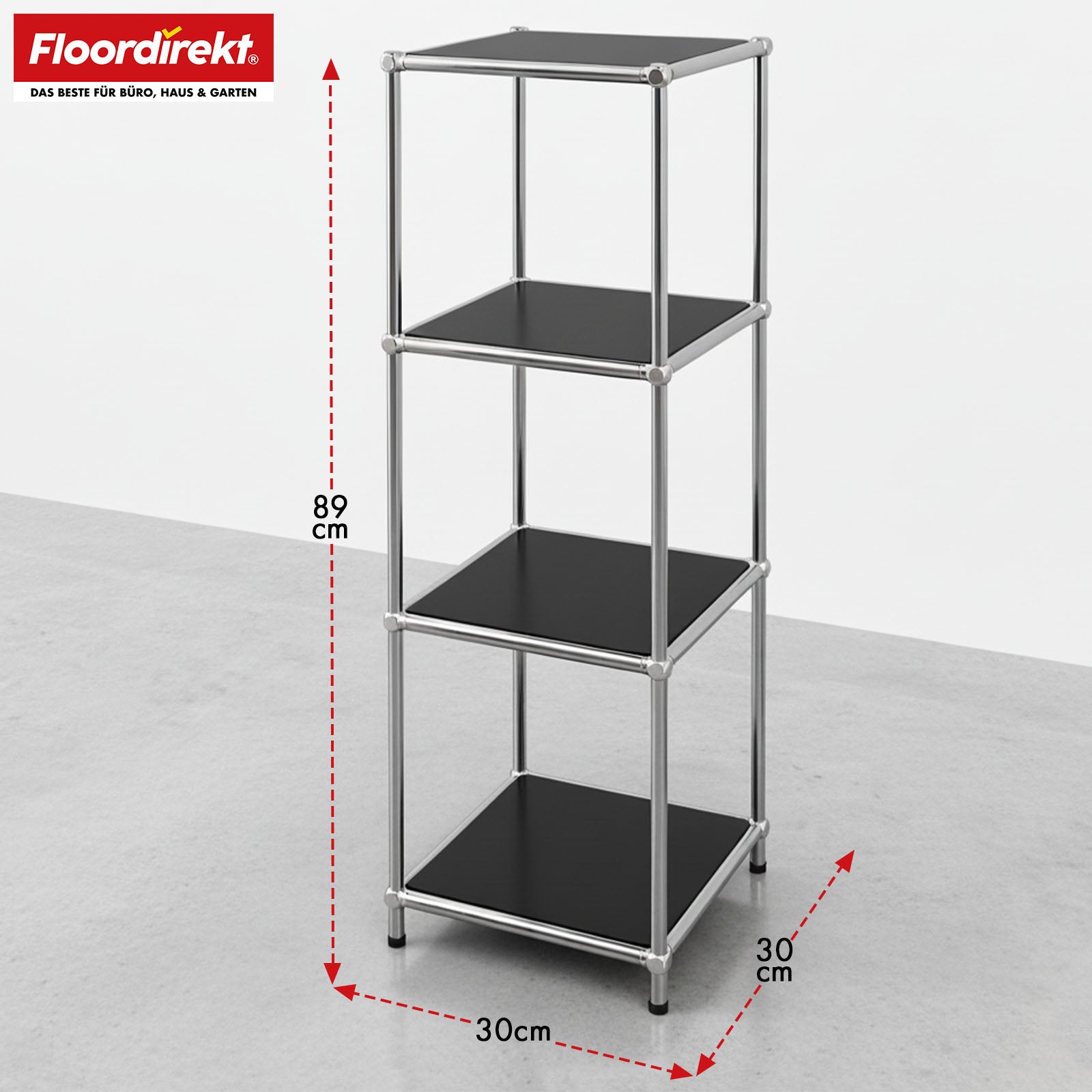 Metal shelving unit | Concept Epure MK-005 | 4-tier storage unit with open shelves | Available in several colours