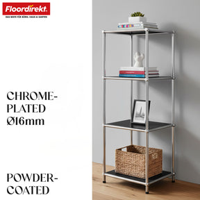 Metal shelving unit | Concept Epure MK-005 | 4-tier storage unit with open shelves | Available in several colours
