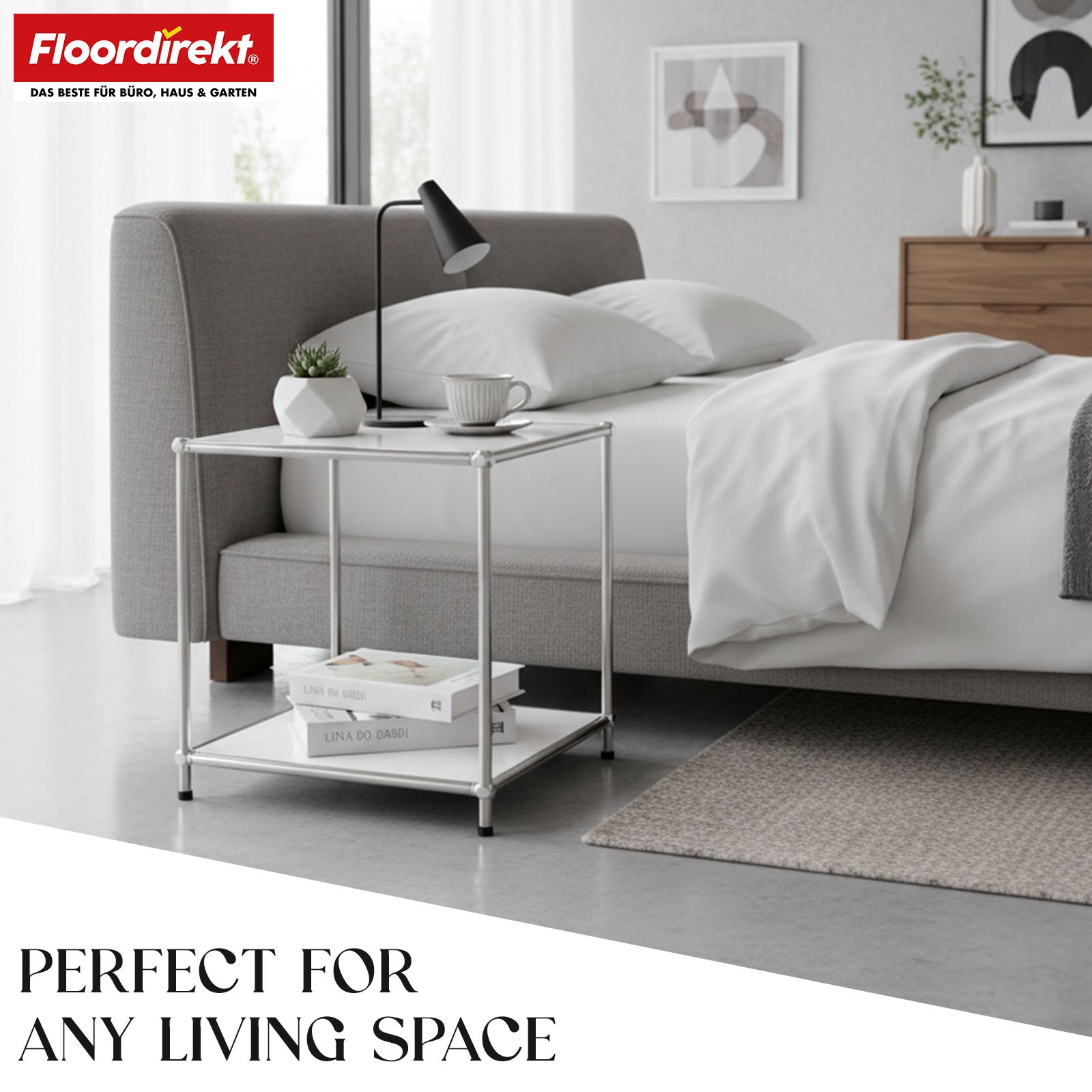 Metal shelf | Concept Epure MK-012 | Open side table & storage shelf with 2 shelves | Available in several colours