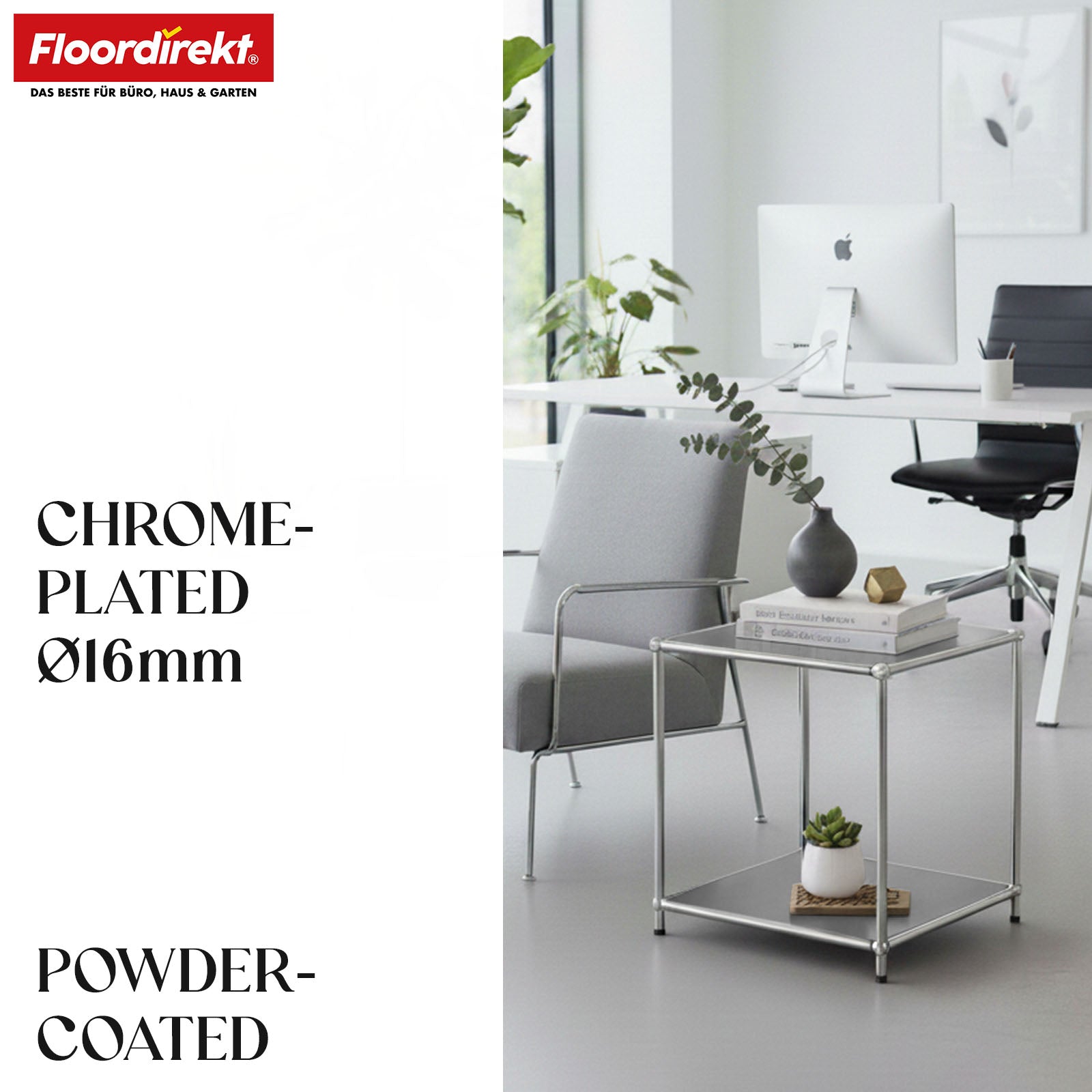 Metal shelf | Concept Epure MK-012 | Open side table & storage shelf with 2 shelves | Available in several colours