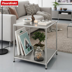 Metal shelf | Concept Epure MK-012 | Open side table & storage shelf with 2 shelves | Available in several colours