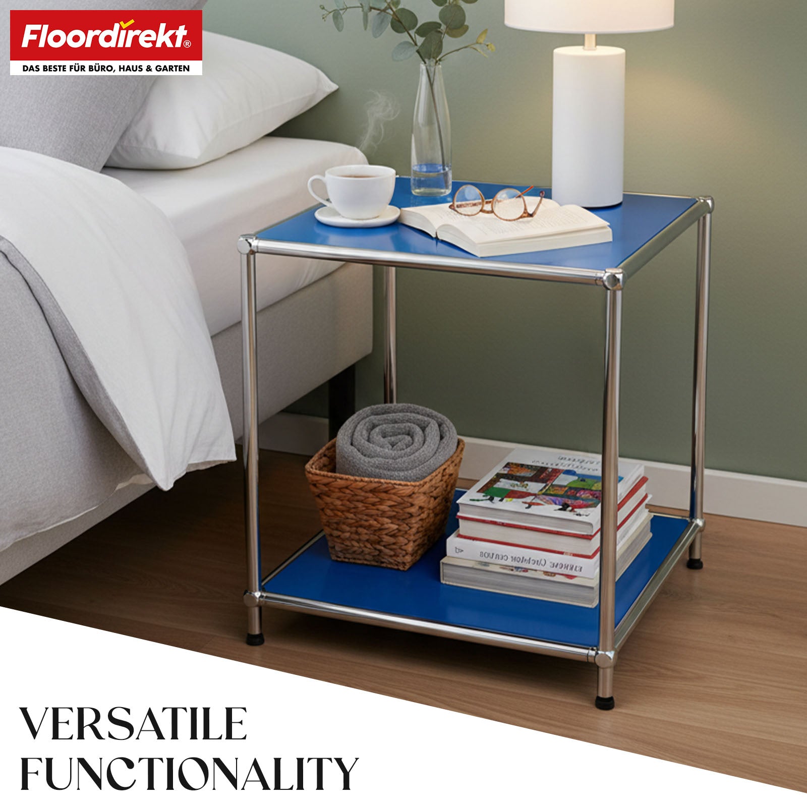 Metal shelf | Concept Epure MK-012 | Open side table & storage shelf with 2 shelves | Available in several colours