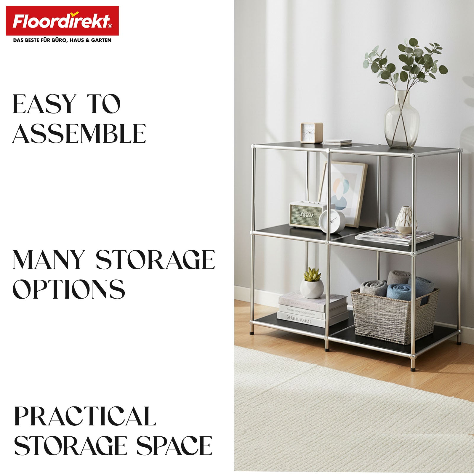 Metal shelving unit | Concept Epure MK-027 | Open 3-tier sideboard & storage shelf | Available in several colours