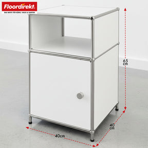 Metal shelving unit | Concept Epure MK-040 | 3-tier storage shelving unit with door & shelves | Available in several colours