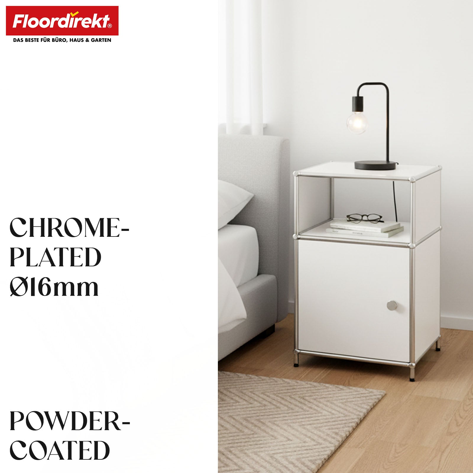 Metal shelving unit | Concept Epure MK-040 | 3-tier storage shelving unit with door & shelves | Available in several colours