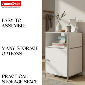 Metal shelving unit | Concept Epure MK-040 | 3-tier storage shelving unit with door & shelves | Available in several colours