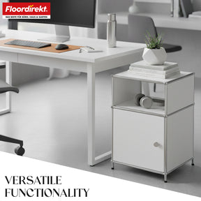 Metal shelving unit | Concept Epure MK-040 | 3-tier storage shelving unit with door & shelves | Available in several colours