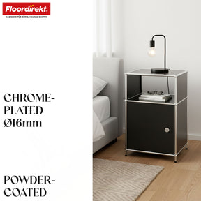 Metal shelving unit | Concept Epure MK-040 | 3-tier storage shelving unit with door & shelves | Available in several colours